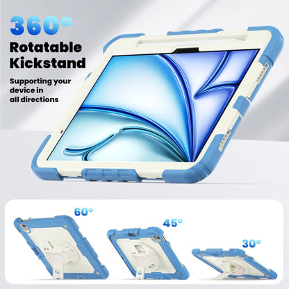 For iPad Air 11 2024 Silicone Hybrid PC Tablet Case with Shoulder Strap(Beige + Cyan-blue) - iPad Air 11 2024 Cases by buy2fix | Online Shopping UK | buy2fix