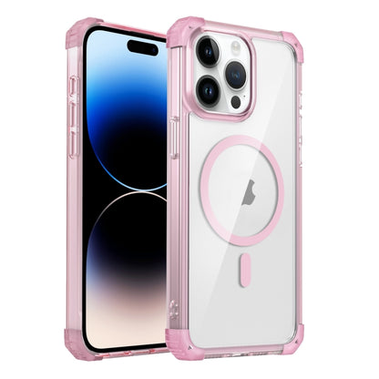 For iPhone 14 Pro Max Transparent MagSafe Magnetic Phone Case(Pink) - iPhone 14 Pro Max Cases by buy2fix | Online Shopping UK | buy2fix