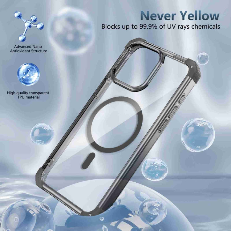 For iPhone 15 Transparent MagSafe Magnetic Phone Case(Black) - iPhone 15 Cases by buy2fix | Online Shopping UK | buy2fix