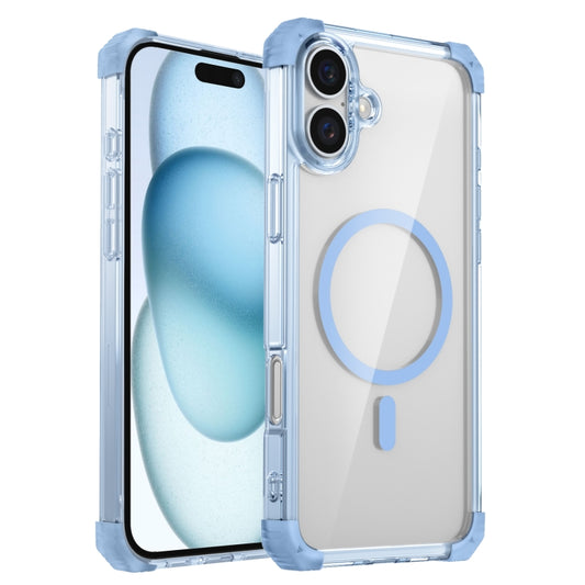 For iPhone 16 Plus Transparent MagSafe Magnetic Phone Case(Blue) - iPhone 16 Plus Cases by buy2fix | Online Shopping UK | buy2fix