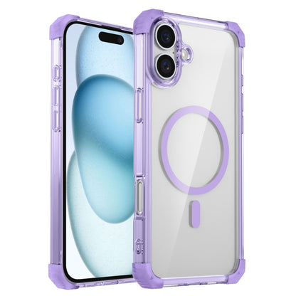 For iPhone 16 Plus Transparent MagSafe Magnetic Phone Case(Purple) - iPhone 16 Plus Cases by buy2fix | Online Shopping UK | buy2fix