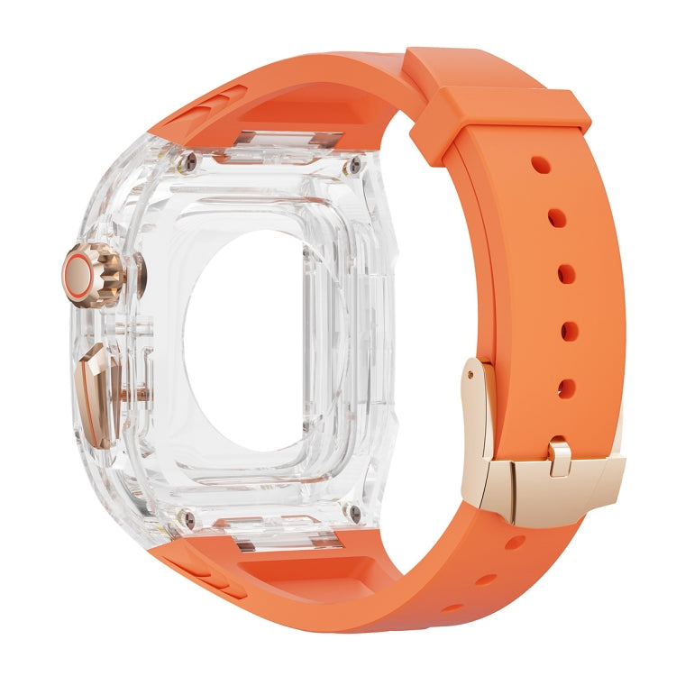 For Apple Watch Ultra 49mm Modified PC Hybrid TPU Watch Case Band(Orange Transparent) - Watch Bands by buy2fix | Online Shopping UK | buy2fix