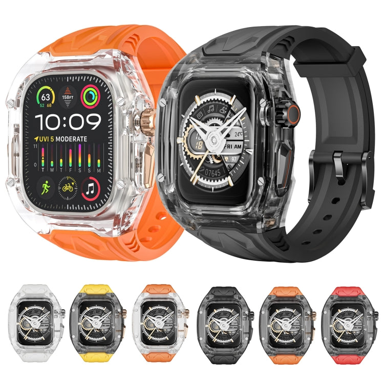 For Apple Watch Ultra 49mm Modified PC Hybrid TPU Watch Case Band(Orange Transparent) - Watch Bands by buy2fix | Online Shopping UK | buy2fix