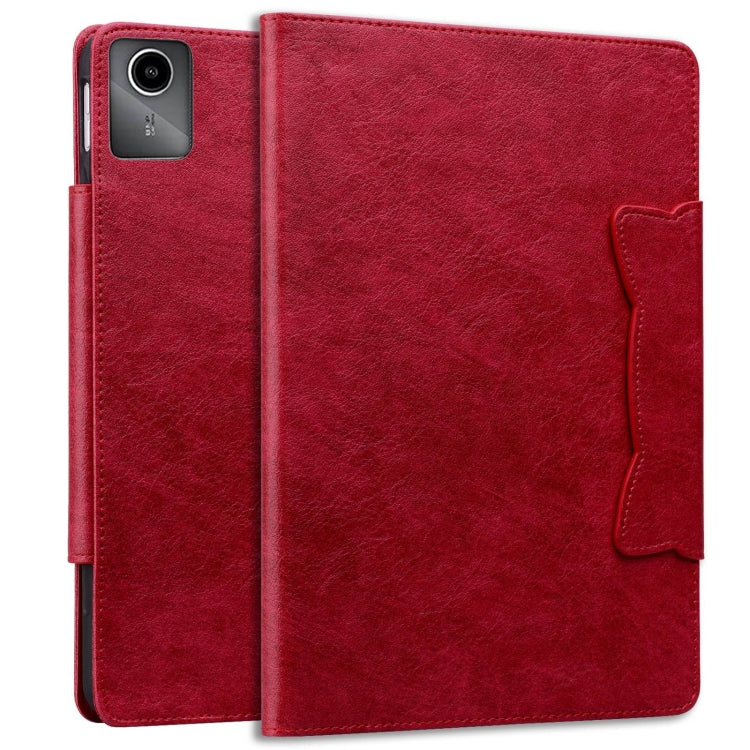 For Lenovo Xiaoxin Pad M11 2024 Cat Buckle Leather Tablet Case(Red) - Lenovo by buy2fix | Online Shopping UK | buy2fix