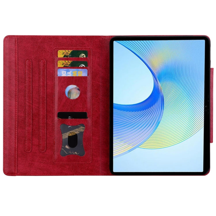 For Lenovo Xiaoxin Pad M11 2024 Cat Buckle Leather Tablet Case(Red) - Lenovo by buy2fix | Online Shopping UK | buy2fix