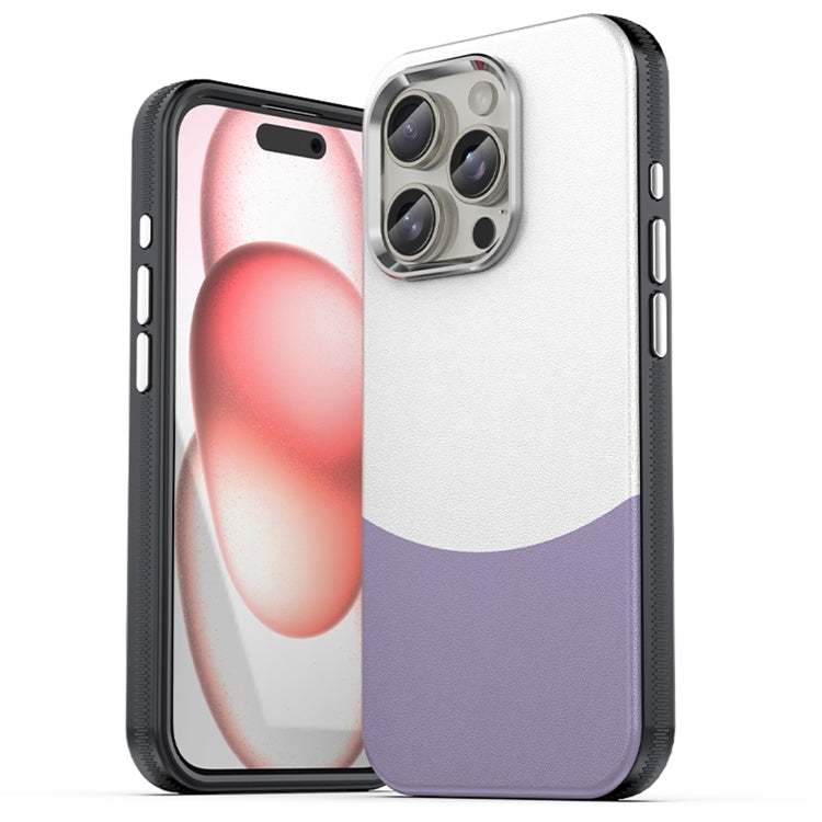 For iPhone 15 Pro Leather Texture MagSafe Magnetic TPU + PC Phone Case(Light Purple) - iPhone 15 Pro Cases by buy2fix | Online Shopping UK | buy2fix