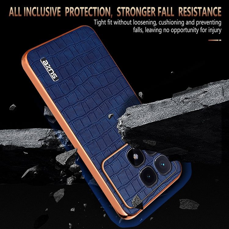 For Redmi K70 Ultra AZNS Electroplated Frame Crocodile Texture Full Coverage Phone Case(Blue) - Xiaomi Cases by AZNS | Online Shopping UK | buy2fix