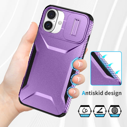 For iPhone 16 Sliding Camshield Phone Case(Purple) - iPhone 16 Cases by buy2fix | Online Shopping UK | buy2fix