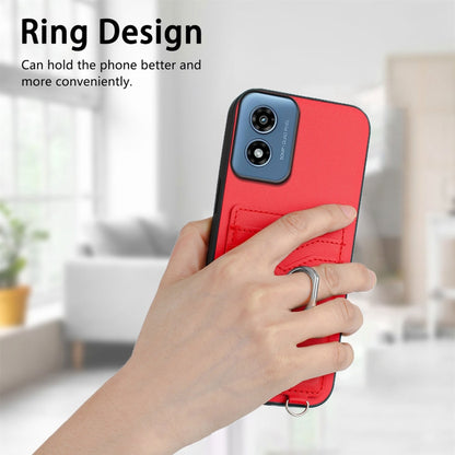 For Motorola Moto G Play 2024 4G R20 Crossbody Rope Ring Card Holder Phone Case(Red) - Motorola Cases by buy2fix | Online Shopping UK | buy2fix