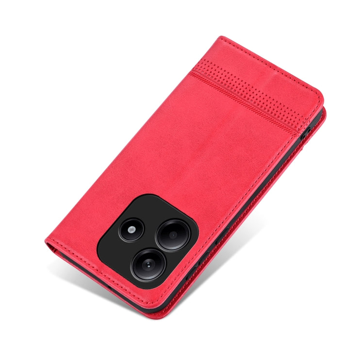 For Redmi Note 14 5G AZNS Magnetic Calf Texture Flip Leather Phone Case(Red) - Note 14 Cases by AZNS | Online Shopping UK | buy2fix