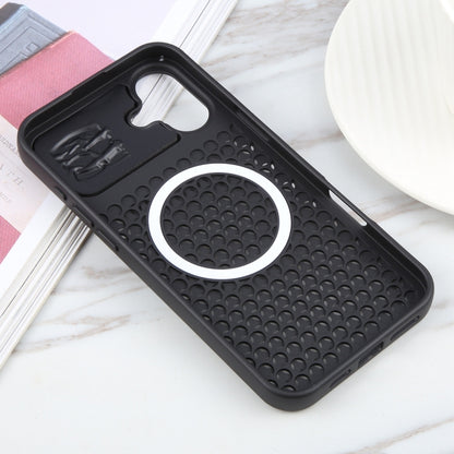 For iPhone 16 Pure Color Honeycomb Aromatherapy MagSafe Phone Case(Black) - iPhone 16 Cases by buy2fix | Online Shopping UK | buy2fix