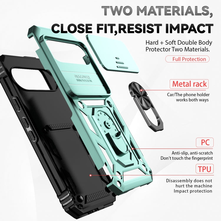 For Google Pixel 9 Sliding Camshield Holder Phone Case(Green) - Google Cases by buy2fix | Online Shopping UK | buy2fix