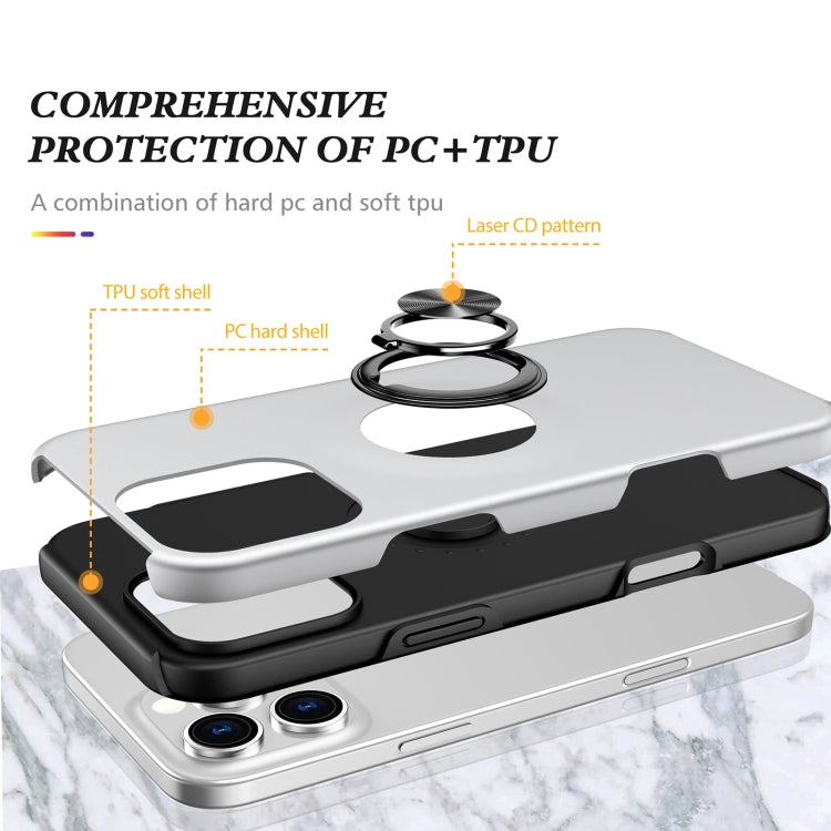 For iPhone 16 Plus Magnetic Ring Holder Phone Case(Silver) - iPhone 16 Plus Cases by buy2fix | Online Shopping UK | buy2fix