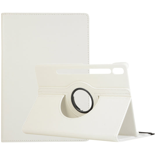 For Samsung Galaxy Tab S7 T870 2020 / Tab S8 Litchi Texture Horizontal Flip 360 Degrees Rotation Leather Case with Holder(White) - Other Galaxy Tab PC by buy2fix | Online Shopping UK | buy2fix