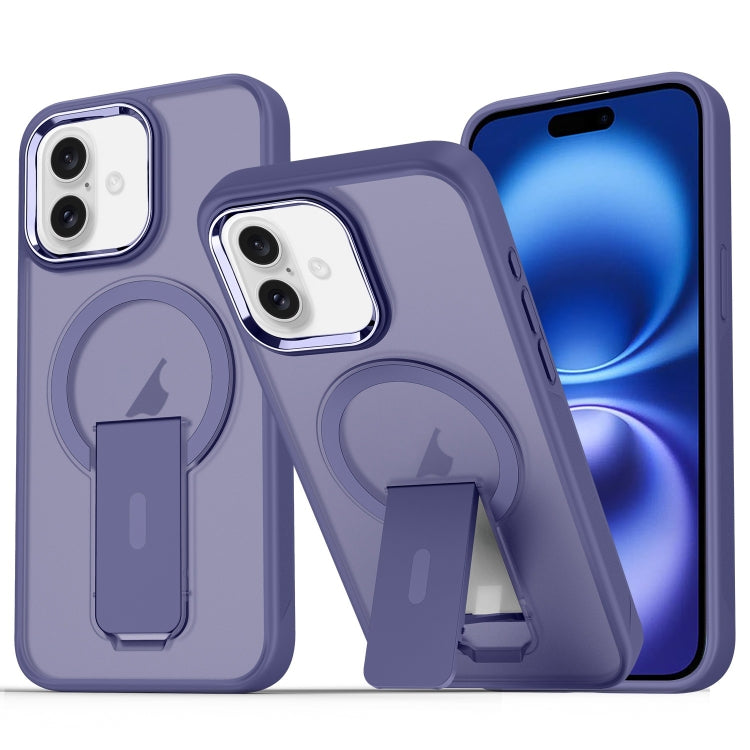 For iPhone 16 Plus Acrylic Hybrid TPU MagSafe Holder Phone Case(Dark Night Purple) - iPhone 16 Plus Cases by buy2fix | Online Shopping UK | buy2fix