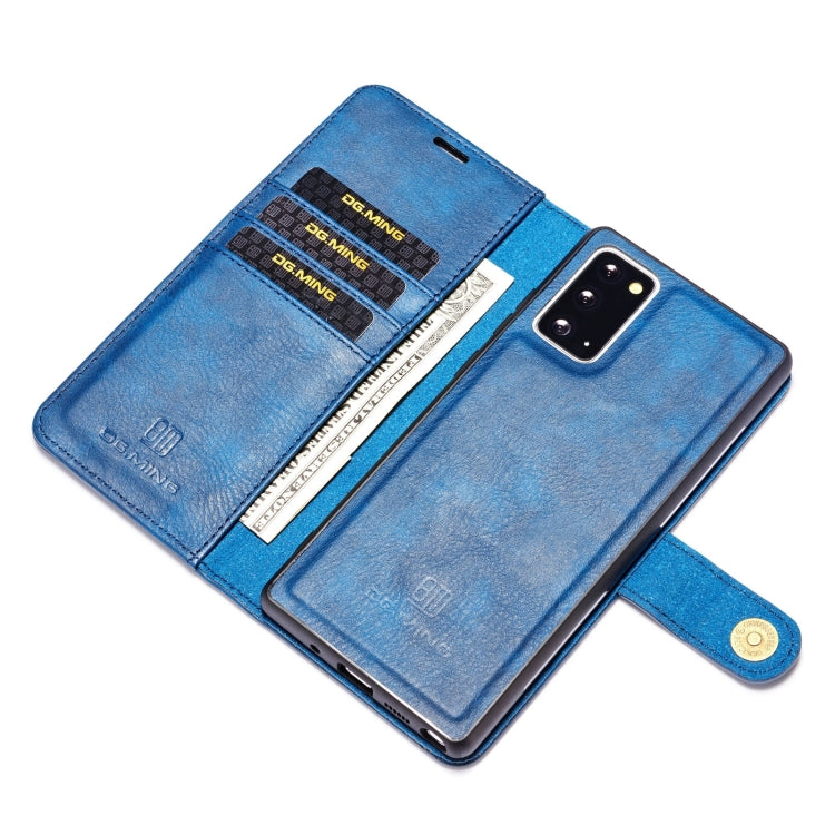 For Samsung Galaxy Note20 DG.MING Crazy Horse Texture Flip Detachable Magnetic Leather Case with Holder & Card Slots & Wallet (Blue) - Galaxy Note20 Cases by DG.MING | Online Shopping UK | buy2fix