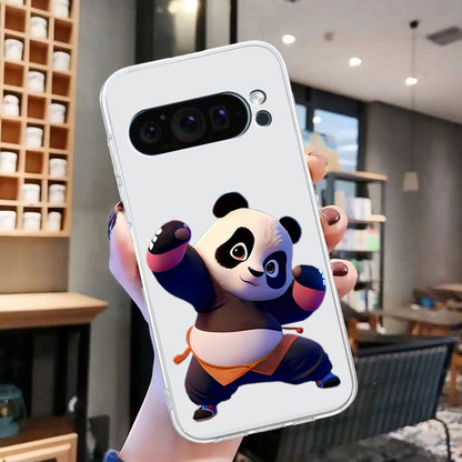 For Google Pixel 9 Colored Drawing Pattern Transparent TPU Phone Case(Panda) - Google Cases by buy2fix | Online Shopping UK | buy2fix