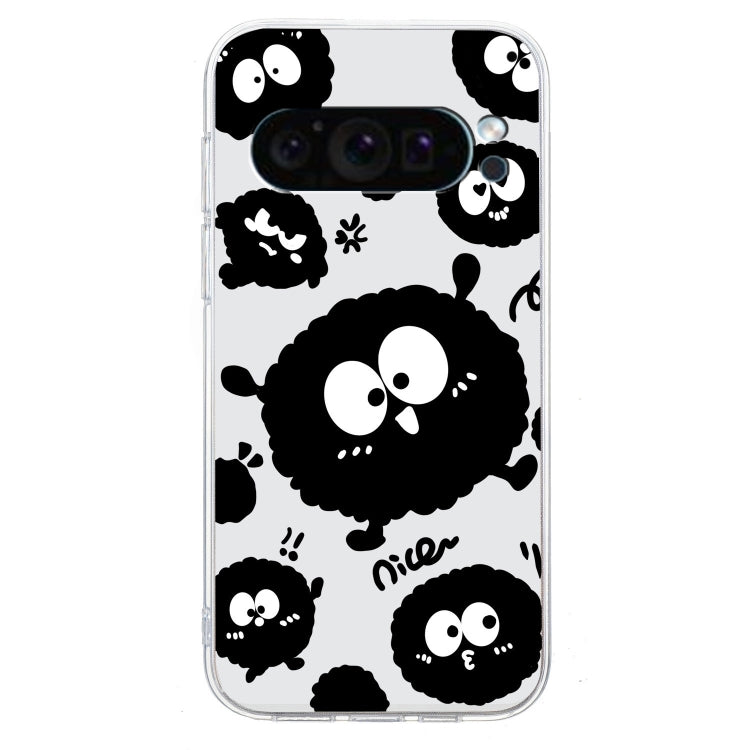 For Google Pixel 9 Colored Drawing Pattern Transparent TPU Phone Case(Black Eye) - Google Cases by buy2fix | Online Shopping UK | buy2fix