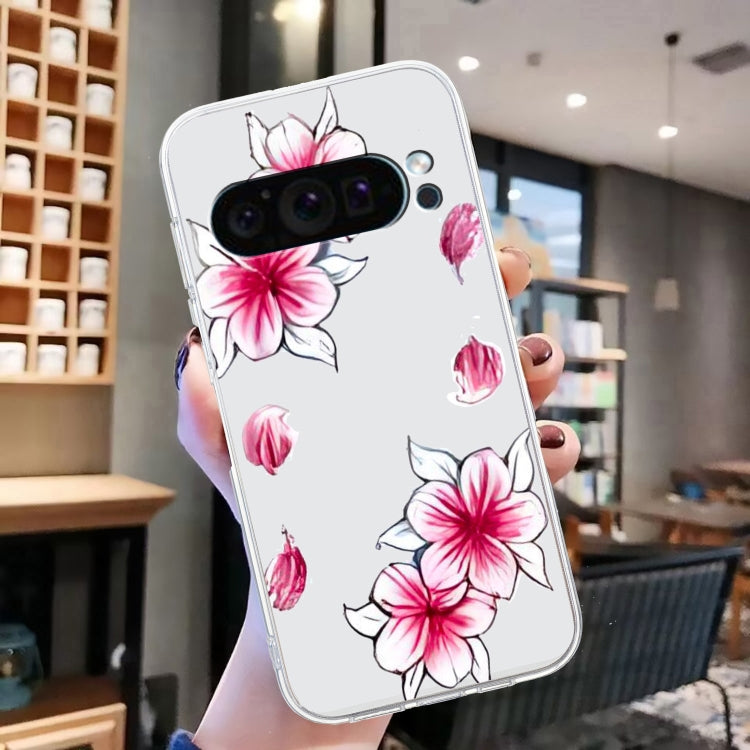 For Google Pixel 9 Pro Colored Drawing Pattern Transparent TPU Phone Case(Sakura) - Google Cases by buy2fix | Online Shopping UK | buy2fix