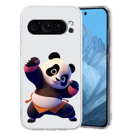 For Google Pixel 9 Pro Colored Drawing Pattern Transparent TPU Phone Case(Panda) - Google Cases by buy2fix | Online Shopping UK | buy2fix