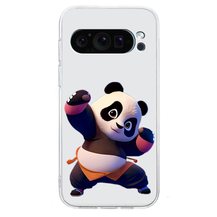 For Google Pixel 9 Pro Colored Drawing Pattern Transparent TPU Phone Case(Panda) - Google Cases by buy2fix | Online Shopping UK | buy2fix