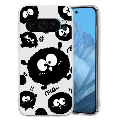 For Google Pixel 9 Pro Colored Drawing Pattern Transparent TPU Phone Case(Black Eye) - Google Cases by buy2fix | Online Shopping UK | buy2fix