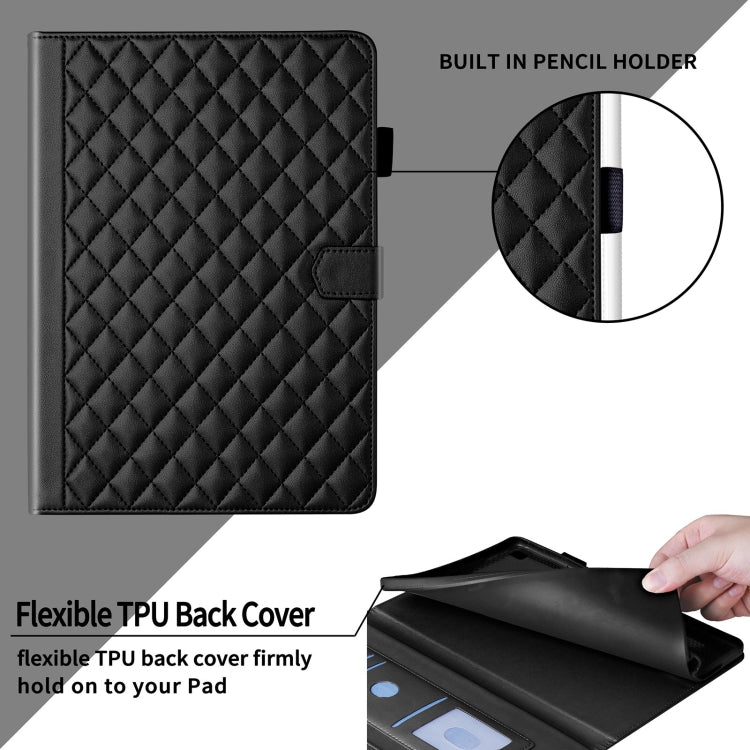 For Samsung Galaxy Tab A9+ Rhombus Lattice Leather Tablet Case(Black) - Galaxy Tab A9+ by buy2fix | Online Shopping UK | buy2fix