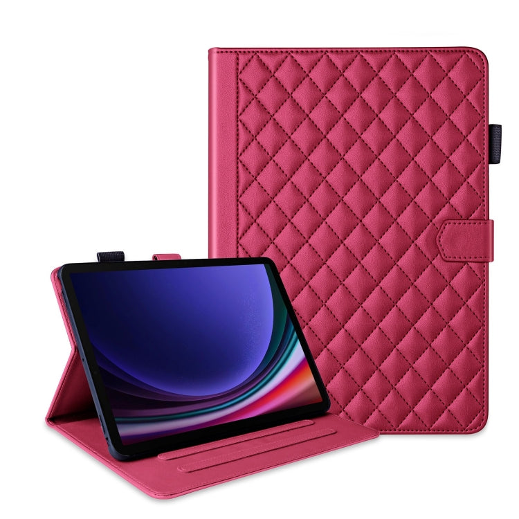 For Samsung Galaxy Tab S9 FE+ / S9+ Rhombus Lattice Leather Tablet Case(Red) - Galaxy Tab S9 FE+ by buy2fix | Online Shopping UK | buy2fix