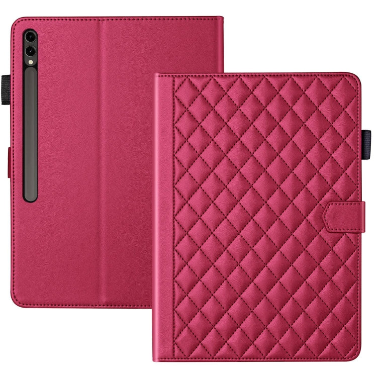 For Samsung Galaxy Tab S9 FE+ / S9+ Rhombus Lattice Leather Tablet Case(Red) - Galaxy Tab S9 FE+ by buy2fix | Online Shopping UK | buy2fix