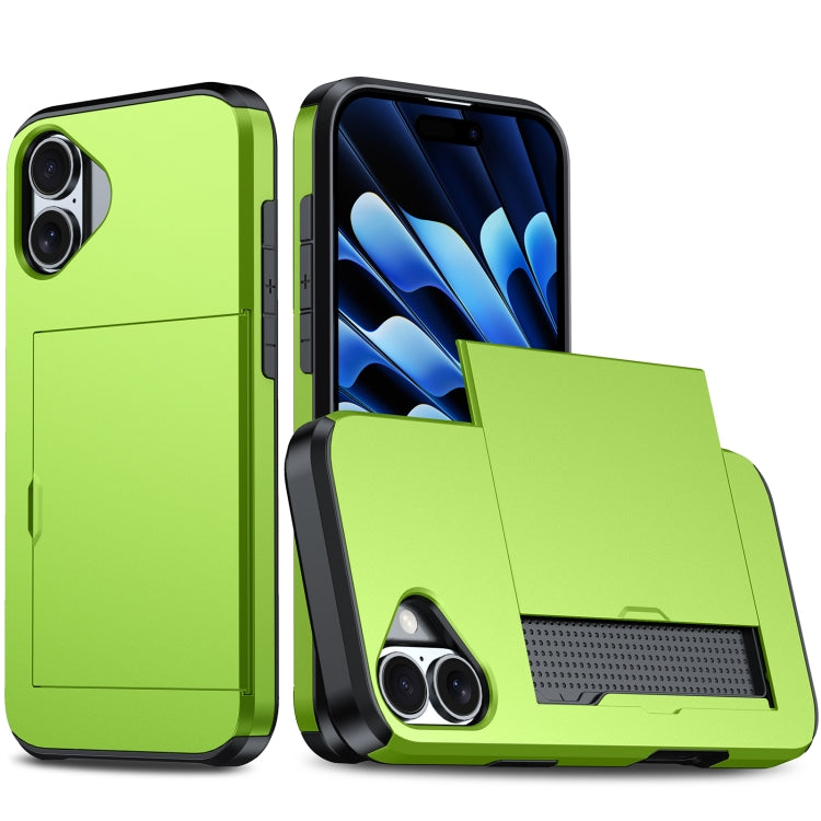 For iPhone 16 Shockproof Armor Phone Case with Card Slot(Green) - iPhone 16 Cases by buy2fix | Online Shopping UK | buy2fix