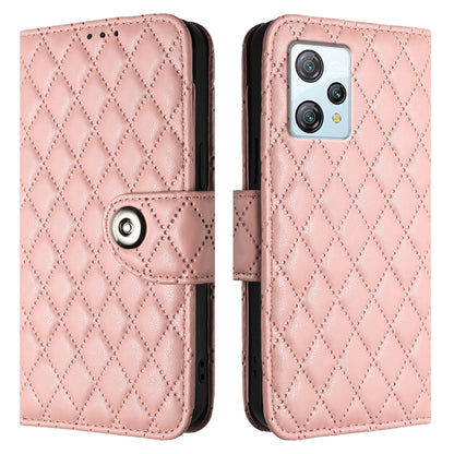 For Blackview A53 Rhombic Texture Flip Leather Phone Case with Lanyard(Coral Pink) - More Brand by buy2fix | Online Shopping UK | buy2fix