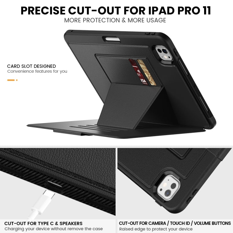 For iPad Pro 11 2024 Smart B Magnetic Holder Leather Tablet Case(Black) - iPad Pro 11 2024 Cases by buy2fix | Online Shopping UK | buy2fix