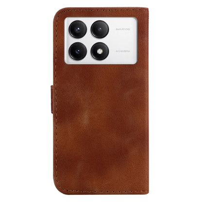 For Xiaomi Redmi K70 / K70 Pro Seven-shaped Embossed Leather Phone Case(Brown) - K70 Cases by buy2fix | Online Shopping UK | buy2fix