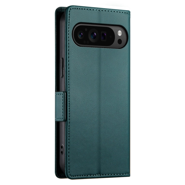 For Google Pixel 9 Pro Side Buckle Magnetic Frosted Leather Phone Case(Dark Green) - Google Cases by buy2fix | Online Shopping UK | buy2fix