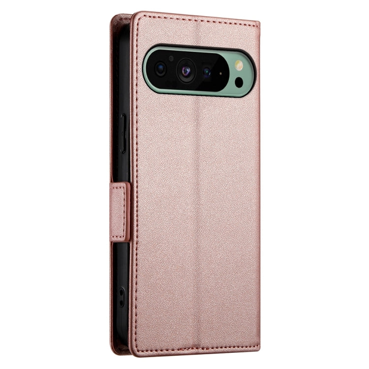 For Google Pixel 9 Side Buckle Magnetic Frosted Leather Phone Case(Rose Gold) - Google Cases by buy2fix | Online Shopping UK | buy2fix