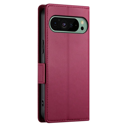 For Google Pixel 9 Side Buckle Magnetic Frosted Leather Phone Case(Wine Red) - Google Cases by buy2fix | Online Shopping UK | buy2fix