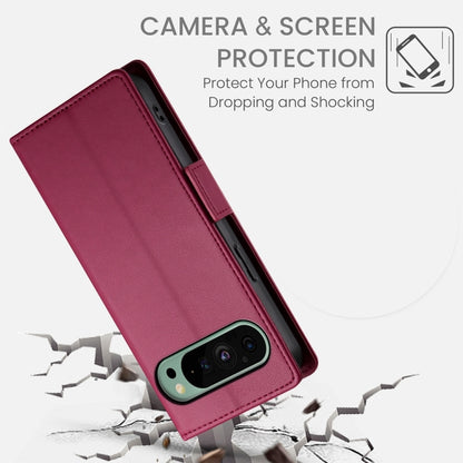 For Google Pixel 9 Side Buckle Magnetic Frosted Leather Phone Case(Wine Red) - Google Cases by buy2fix | Online Shopping UK | buy2fix