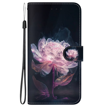 For Xiaomi Redmi K70 Pro / K70 Crystal Texture Colored Drawing Leather Phone Case(Purple Peony) - K70 Cases by buy2fix | Online Shopping UK | buy2fix