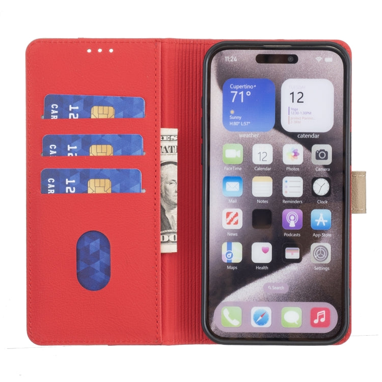 For iPhone 16 Plus Color Matching RFID Anti-theft Leather Phone Case(Red) - iPhone 16 Plus Cases by buy2fix | Online Shopping UK | buy2fix