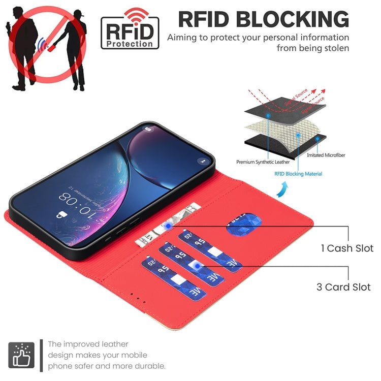 For iPhone 16 Plus Color Matching RFID Anti-theft Leather Phone Case(Red) - iPhone 16 Plus Cases by buy2fix | Online Shopping UK | buy2fix