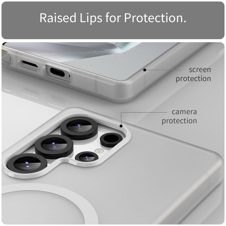 For Samsung Galaxy S25 Ultra MagSafe Frosted Translucent TPU + PC Full Coverage Phone Case(White) - Galaxy S25 Ultra 5G Cases by buy2fix | Online Shopping UK | buy2fix