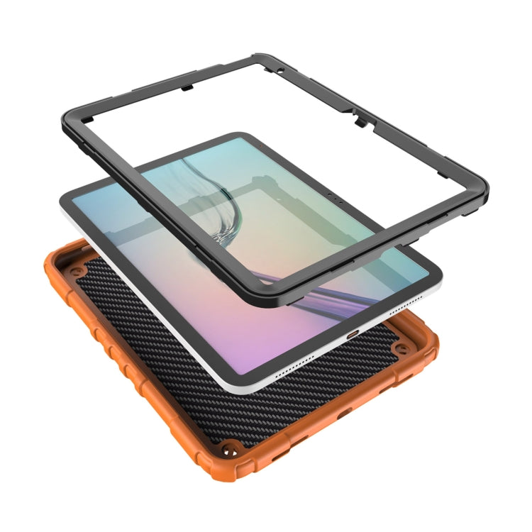 For iPad Air 11 2024 Spider Turntable Handle Stress Relief Tablet Case(Orange Black) - iPad Air 11 2024 Cases by buy2fix | Online Shopping UK | buy2fix