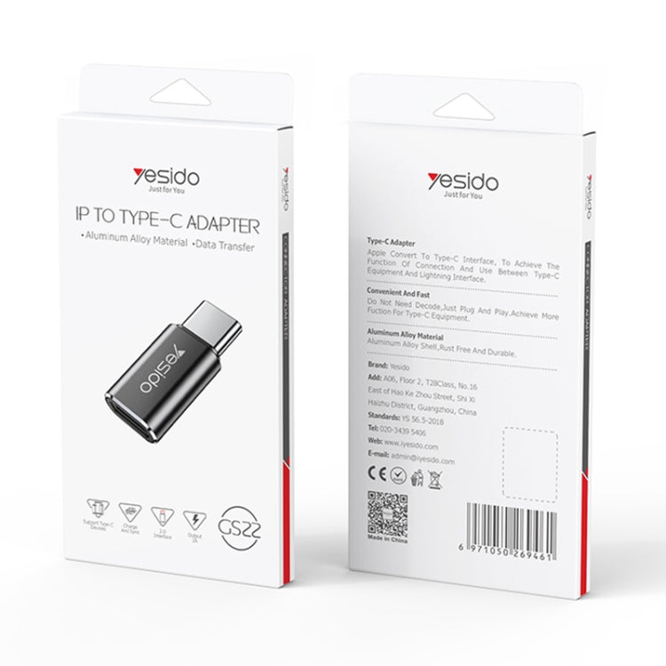 Yesido GS22 USB-C / Type-C to 8 Pin OTG Adapter(Black) - Converter & Adapter by Yesido | Online Shopping UK | buy2fix