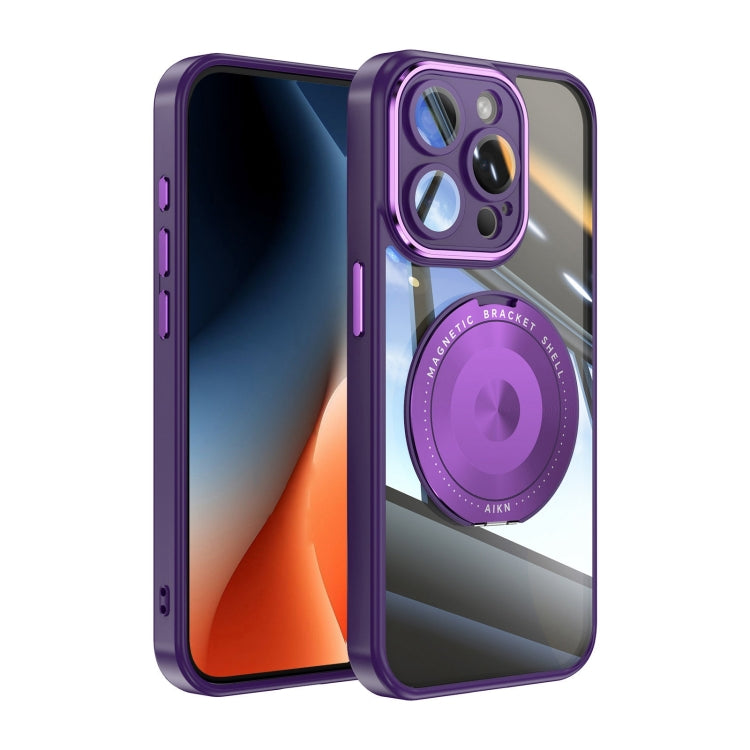 For iPhone 12 Pro 360 Holder Magsafe Acrylic Hybrid TPU Phone Case(Purple) - iPhone 12 / 12 Pro Cases by buy2fix | Online Shopping UK | buy2fix