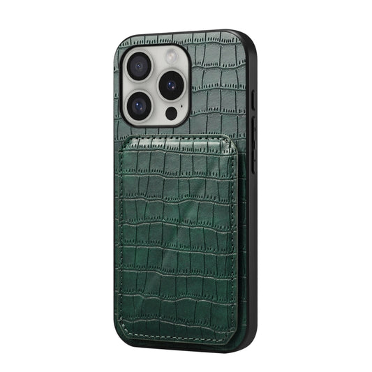 For iPhone 16 Pro Imitation Crocodile Leather Back Phone Case with Holder(Green) - iPhone 16 Pro Cases by buy2fix | Online Shopping UK | buy2fix