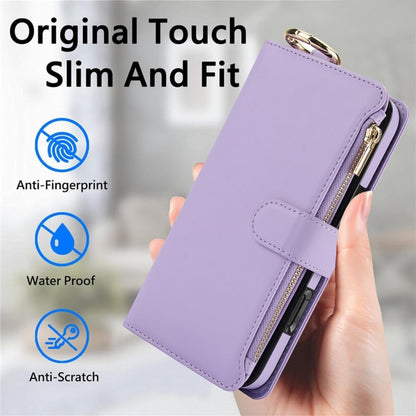 For iPhone 16 Crossbody Ring Multifunctional Wallet Leather Phone Case(Purple) - iPhone 16 Cases by buy2fix | Online Shopping UK | buy2fix