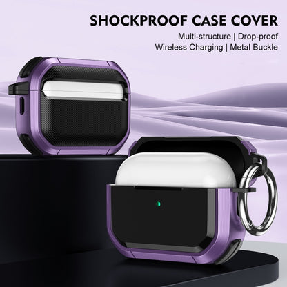 For AirPods Pro / Pro 2 Armor TPU + PC Earbuds Box Protective Case with Metal Buckle(Violet) - For AirPods Pro 2 by buy2fix | Online Shopping UK | buy2fix