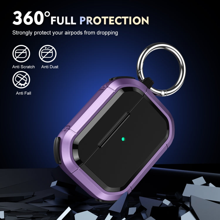 For AirPods Pro / Pro 2 Armor TPU + PC Earbuds Box Protective Case with Metal Buckle(Violet) - For AirPods Pro 2 by buy2fix | Online Shopping UK | buy2fix