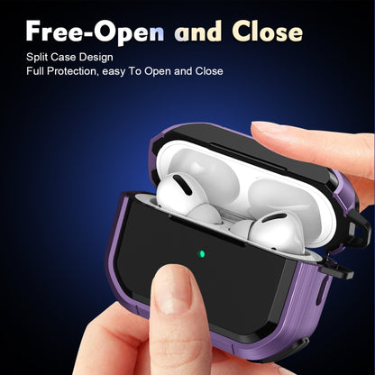 For AirPods Pro / Pro 2 Armor TPU + PC Earbuds Box Protective Case with Metal Buckle(Violet) - For AirPods Pro 2 by buy2fix | Online Shopping UK | buy2fix