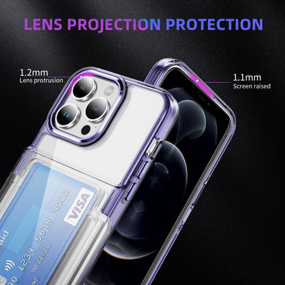 For iPhone 16 Card Holder Acrylic Hybrid TPU Phone Case(Transparent Purple) - iPhone 16 Cases by buy2fix | Online Shopping UK | buy2fix